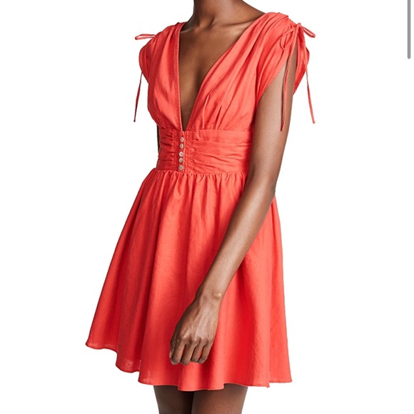 Free People Roll the Dice Red Linen Dress - Picture 1 of 6